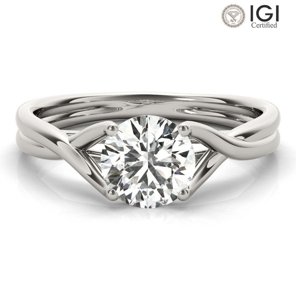 Amara Round Lab Grown Diamond Solitaire Engagement Ring IGI Certified-VIRABYANI