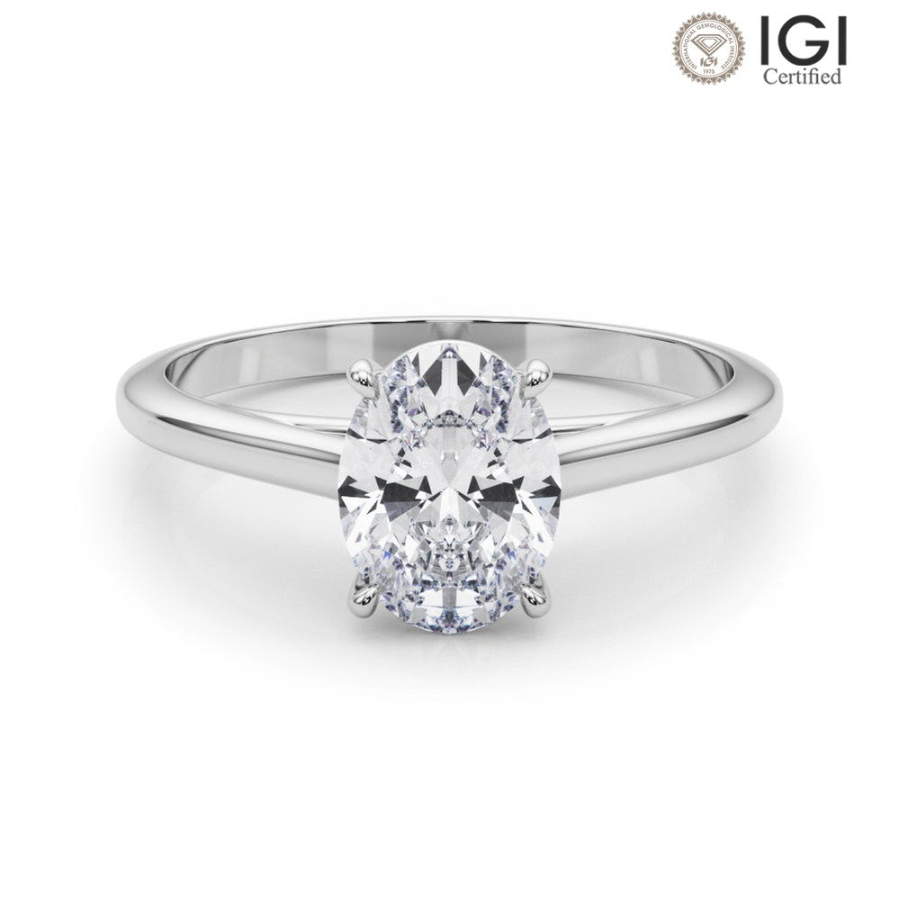 Amelia Oval Lab Grown Diamond Solitaire Engagement Ring IGI Certified-VIRABYANI