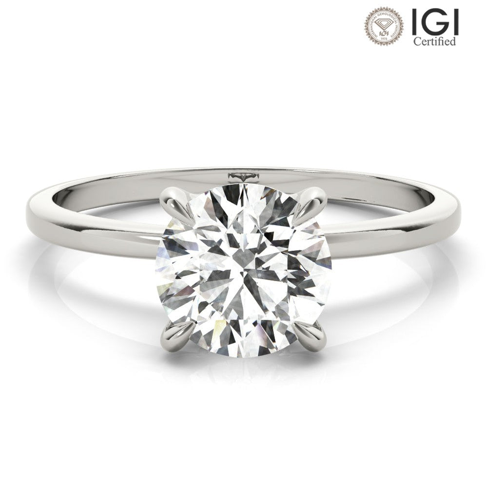 Averie Round Lab Grown Diamond Solitaire Engagement Ring IGI Certified