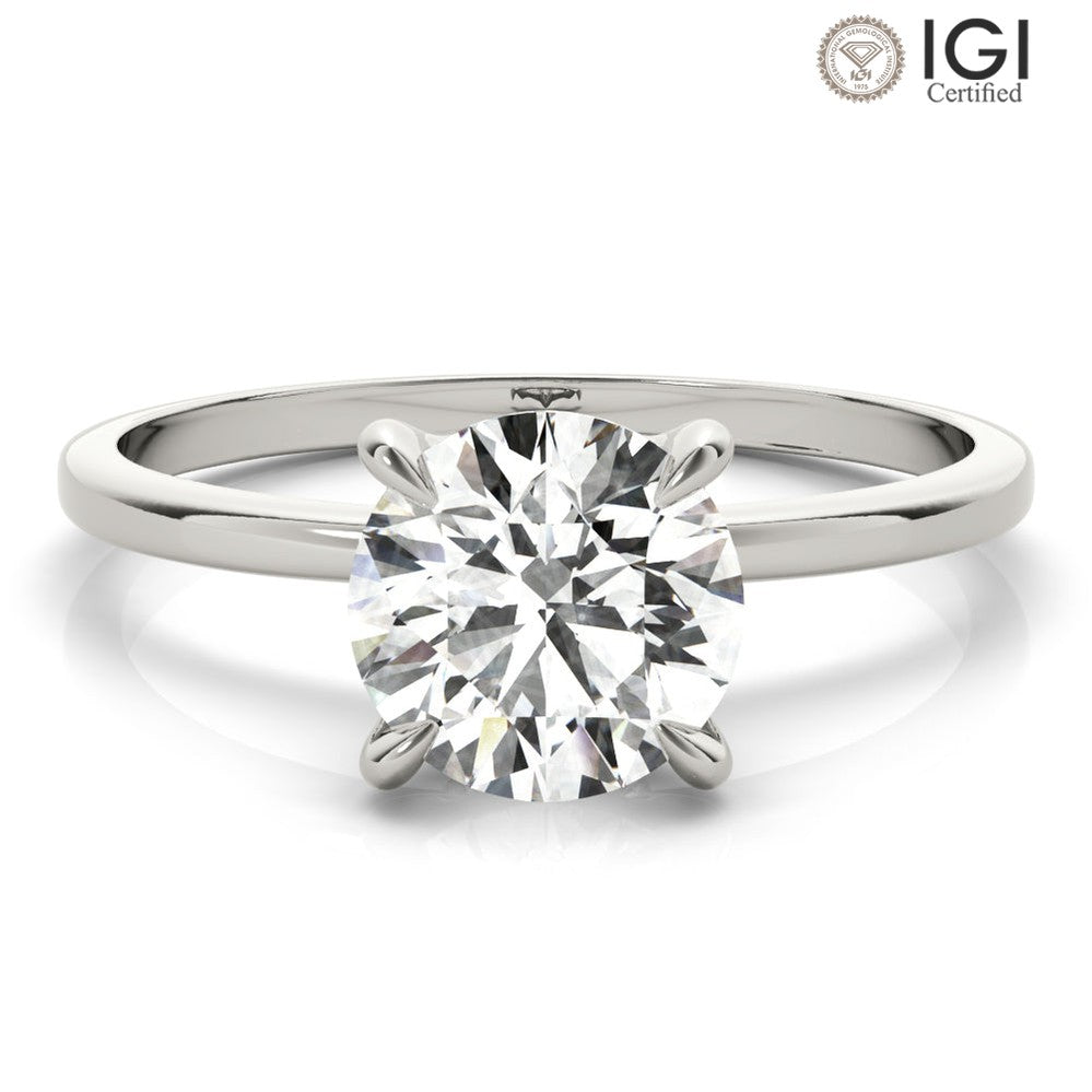 Averie Round Lab Grown Diamond Solitaire Engagement Ring IGI Certified-VIRABYANI