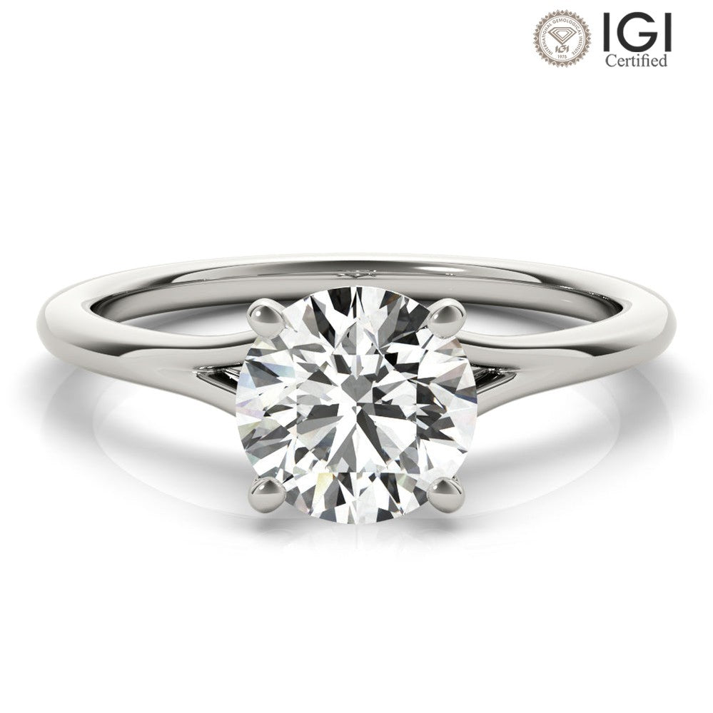 Aria Round Lab Grown Diamond Solitaire Engagement Ring IGI Certified-VIRABYANI