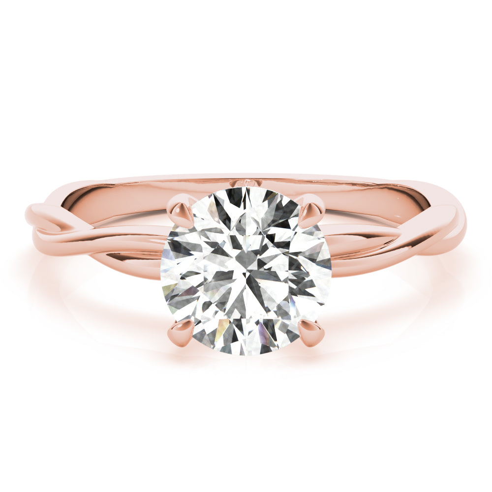 Twisted Vine Round Lab Grown Diamond Solitaire Engagement Ring IGI Certified-VIRABYANI