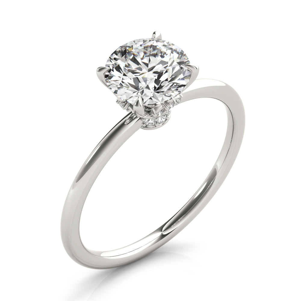 Secret Halo Round Lab Grown Diamond Solitaire Engagement Ring IGI Certified-VIRABYANI