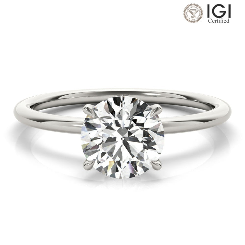 Secret Halo Round Lab Grown Diamond Solitaire Engagement Ring IGI Certified-VIRABYANI