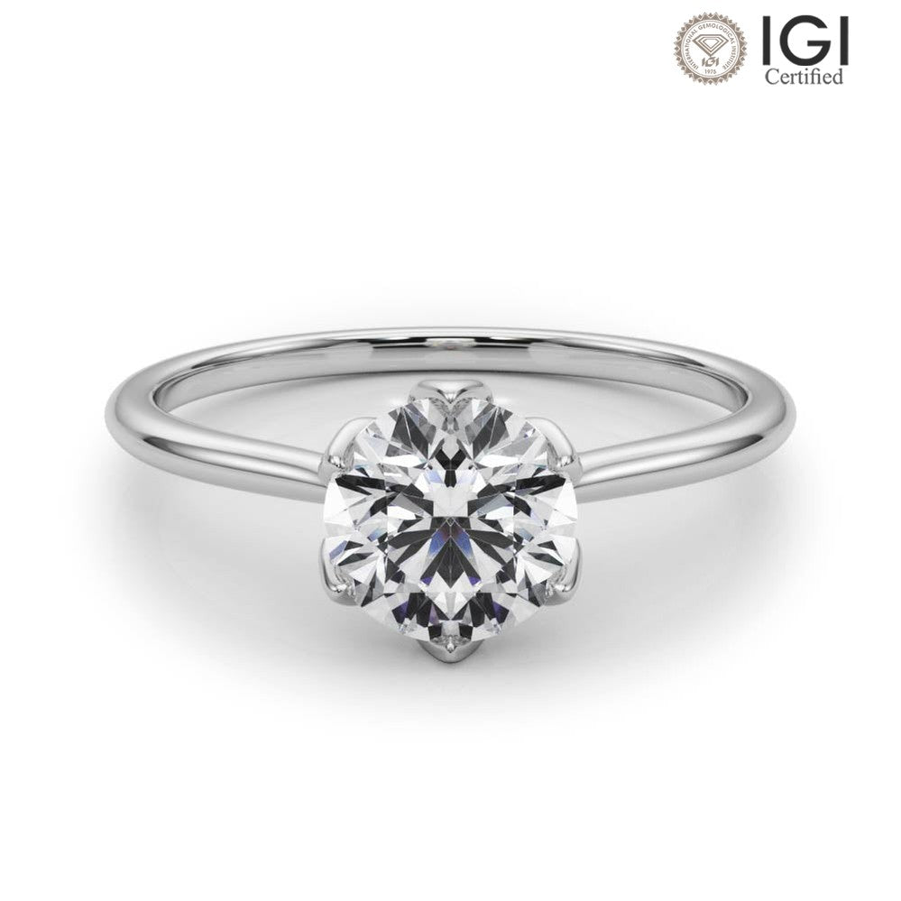 Esme Round Lab Grown Diamond Solitaire Engagement Ring IGI Certified-VIRABYANI