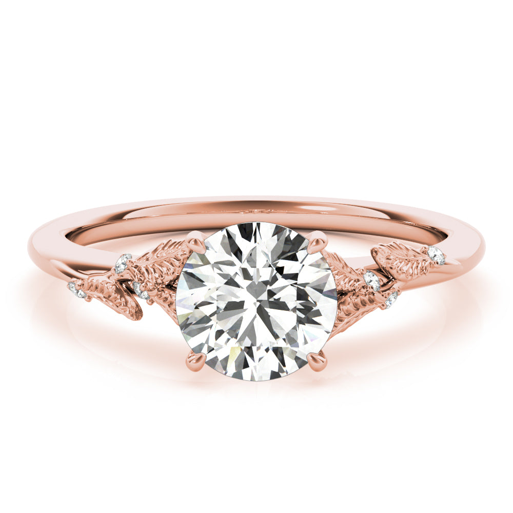Laurel Round Diamond Solitaire Engagement Ring-VIRABYANI