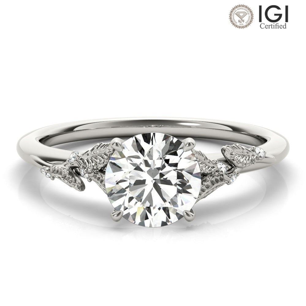 Laurel Round Lab Grown Diamond Solitaire Engagement Ring IGI Certified-VIRABYANI