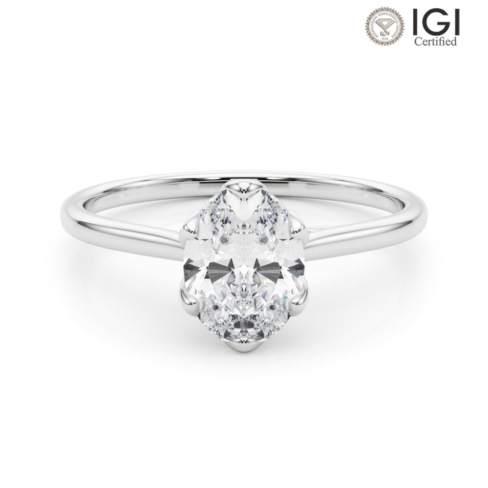 Esme Oval Lab Grown Diamond Solitaire Engagement Ring IGI Certified-VIRABYANI