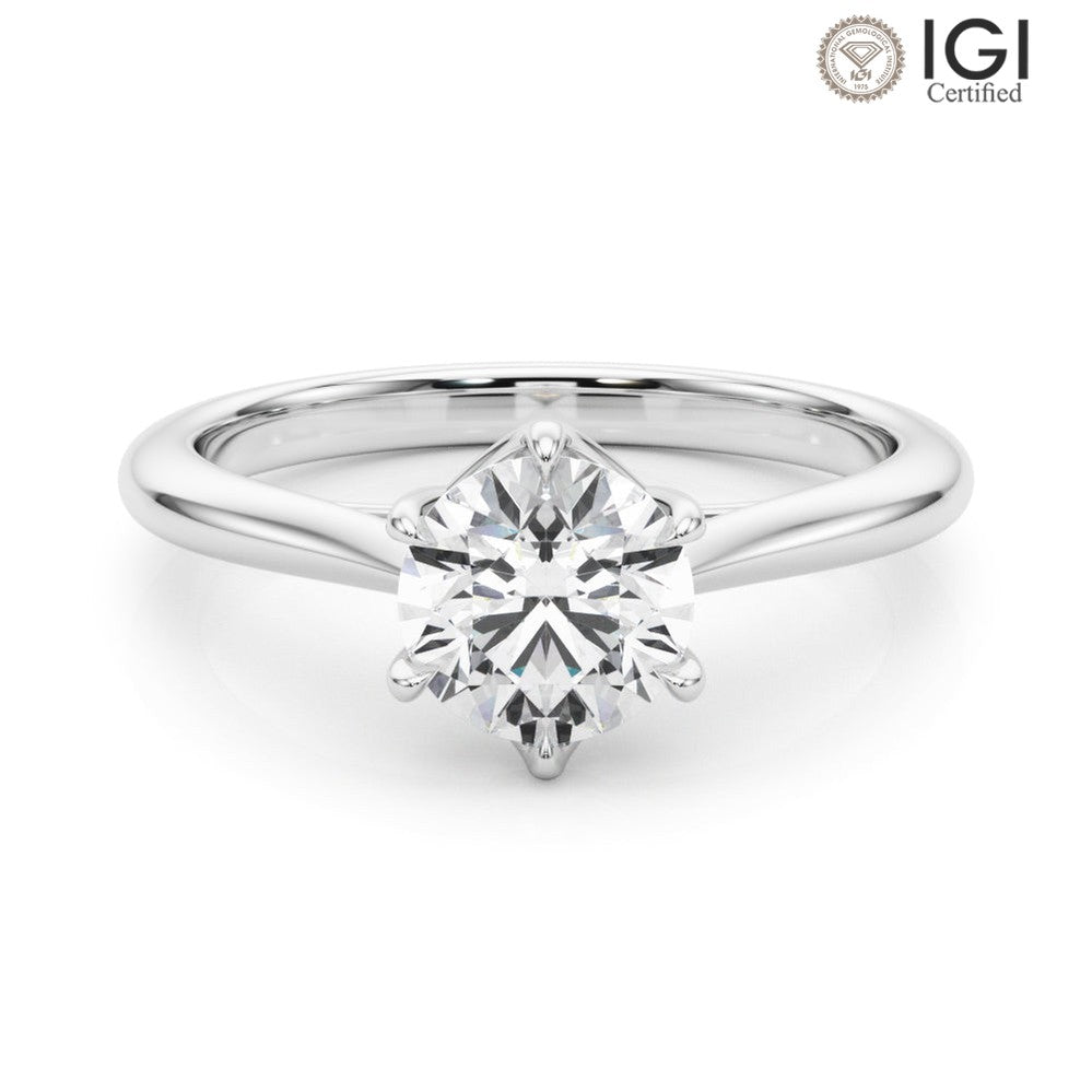 Grace Round Lab Grown Diamond Solitaire Engagement Ring IGI Certified-VIRABYANI
