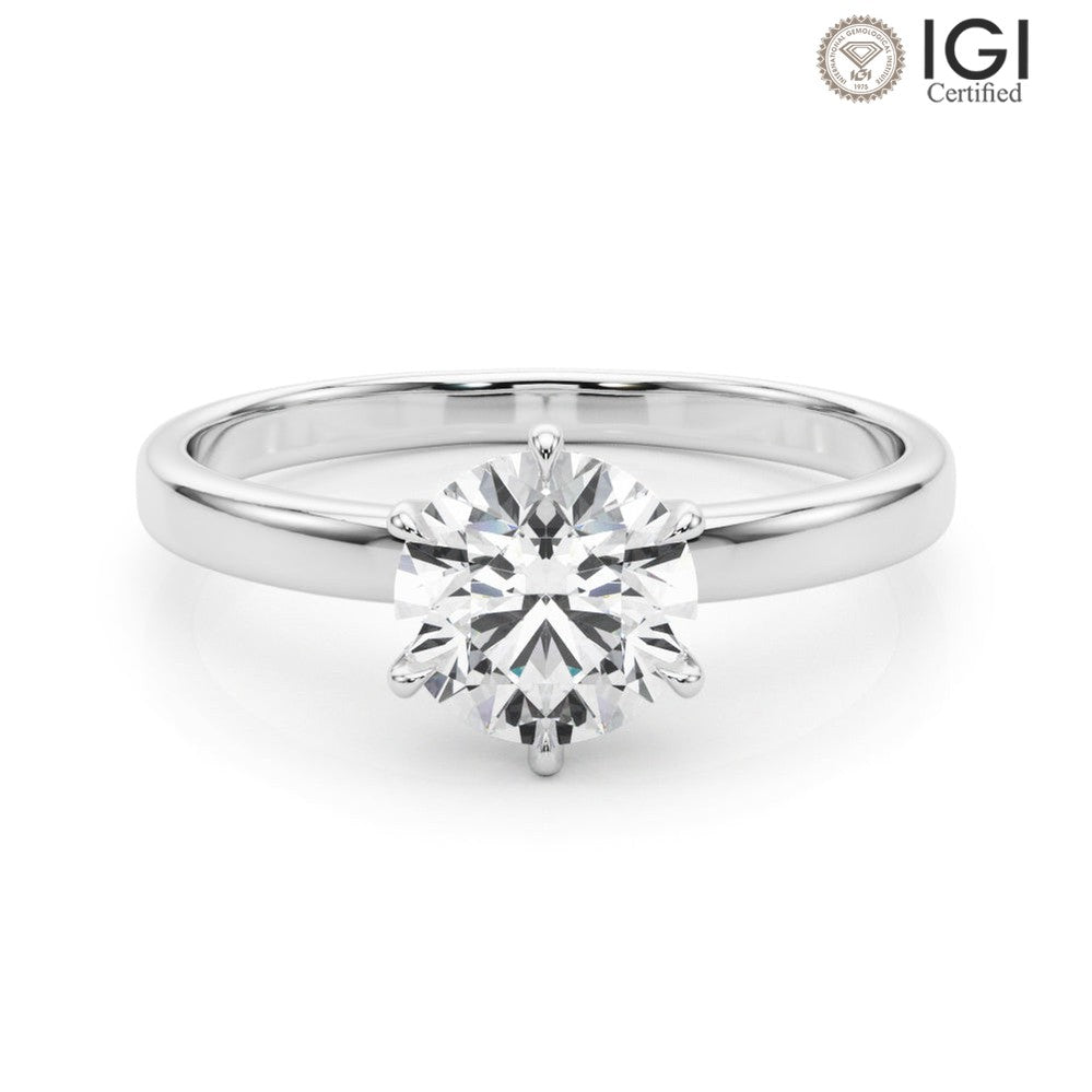 Reigna Round Lab Grown Diamond Solitaire Engagement Ring IGI Certified-VIRABYANI
