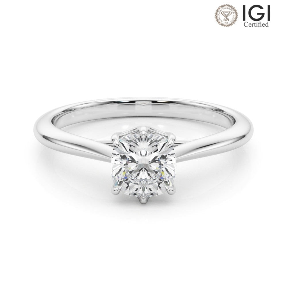 Grace Cushion Lab Grown Diamond Solitaire Engagement Ring IGI Certified-VIRABYANI