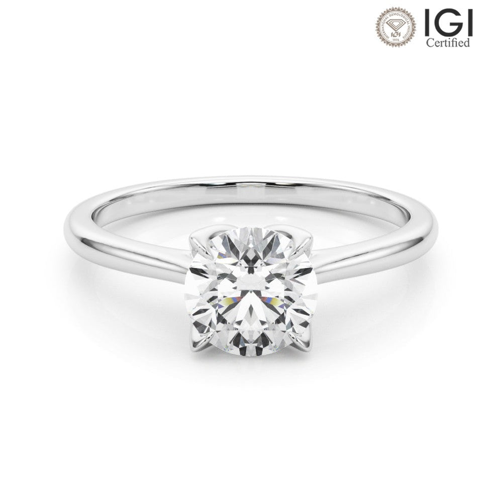 Flora Round Lab Grown Diamond Solitaire Engagement Ring IGI Certified-VIRABYANI