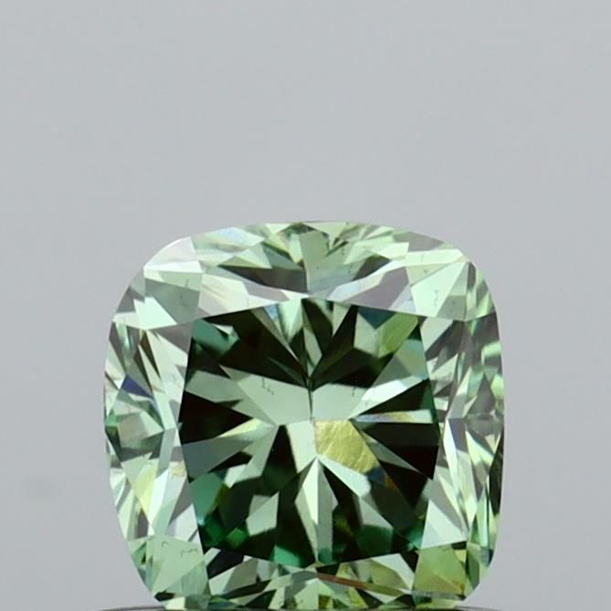 0.56 Carat Cushion Cut Fancy Green