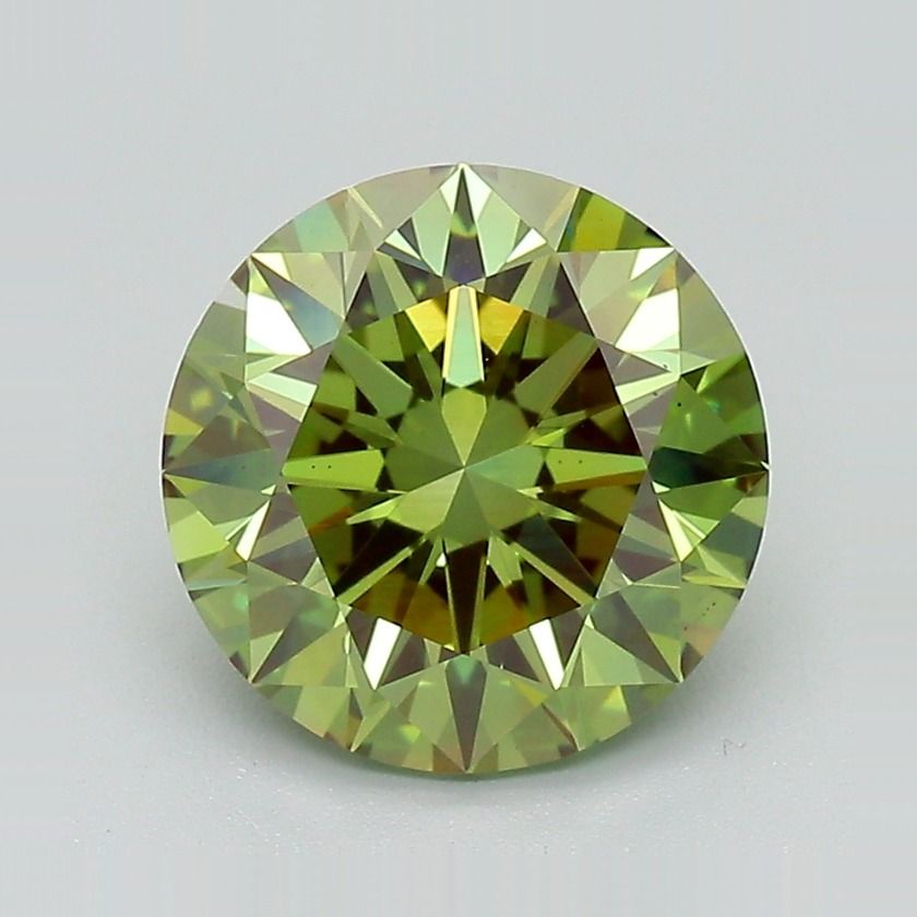 2.95 Carat Round Cut Fancy Green