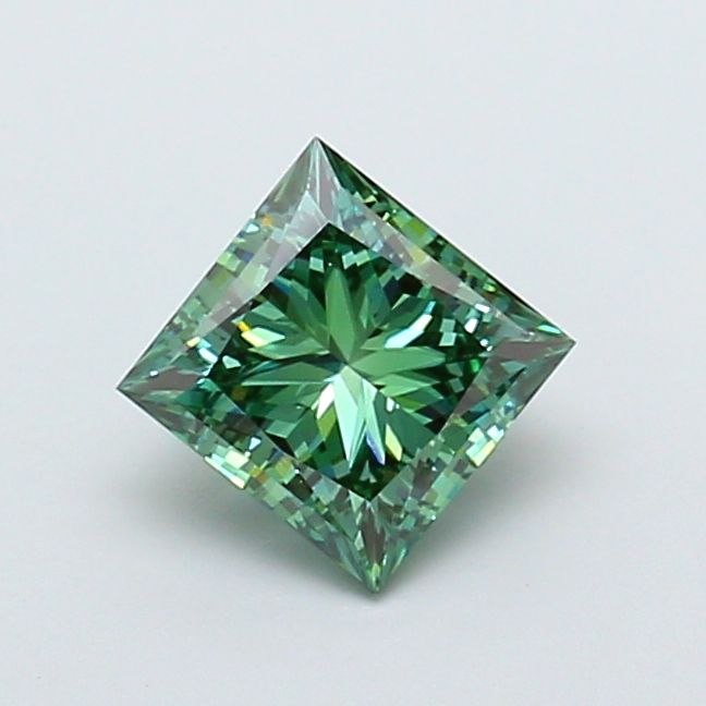 2.01 Carat Princess Cut Fancy Green
