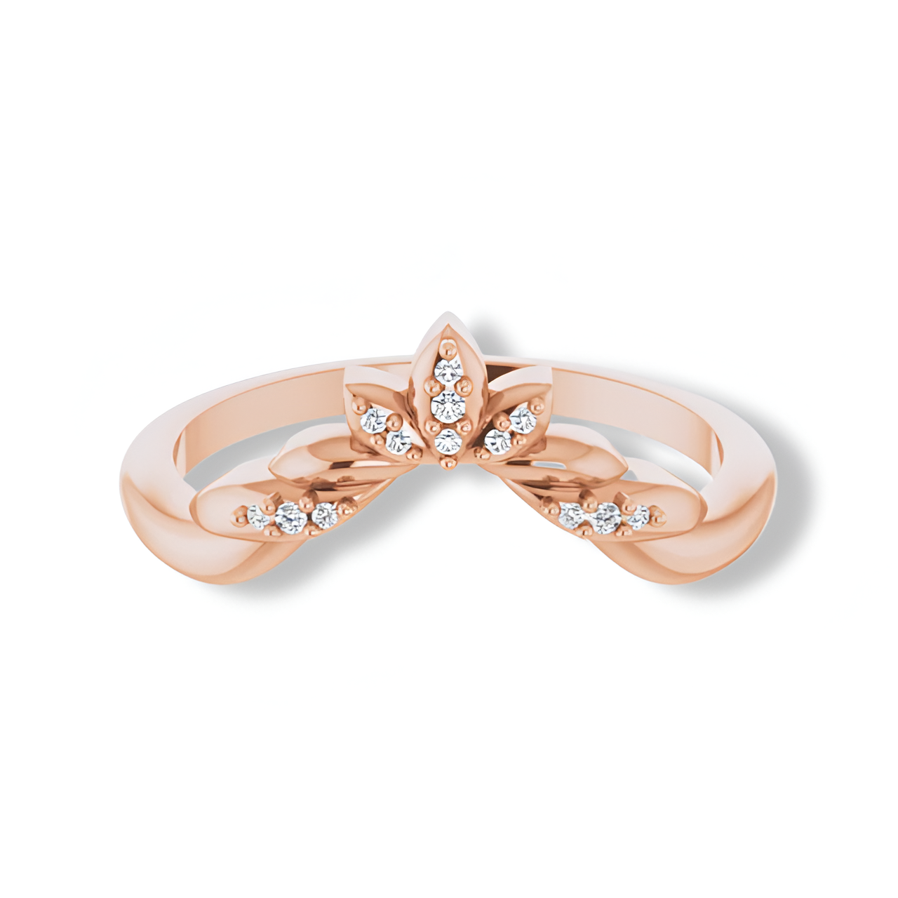 Round Diamond Floral Inspired Curved Band-VIRABYANI