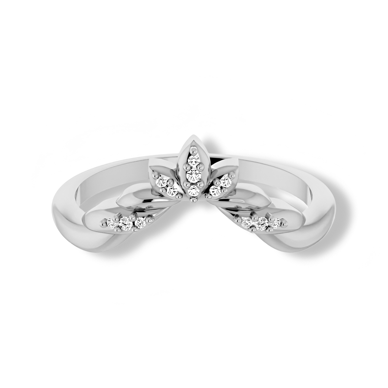 Round Diamond Floral Inspired Curved Band
