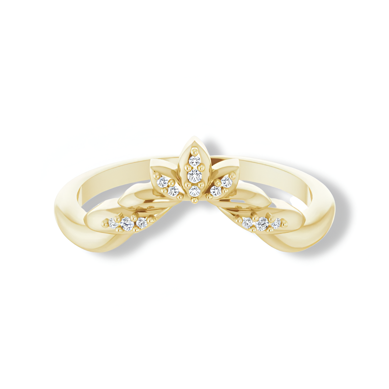 Round Diamond Floral Inspired Curved Band-VIRABYANI