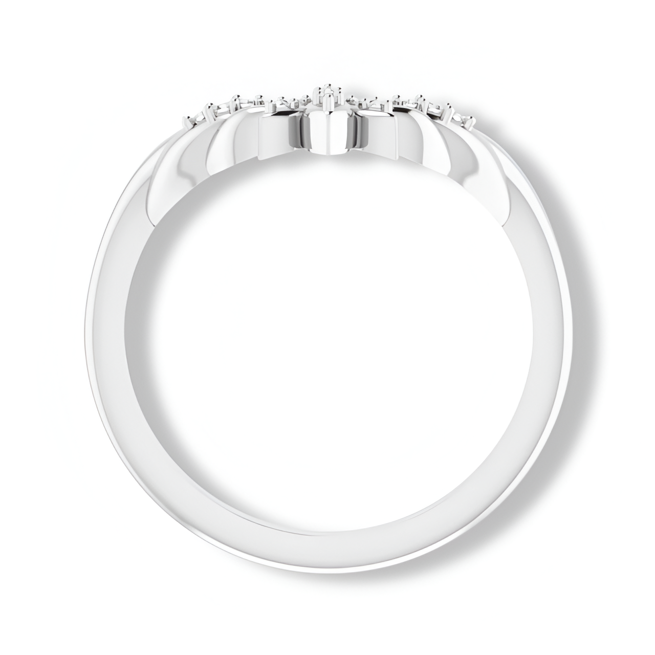 Round Diamond Floral Inspired Curved Band-VIRABYANI