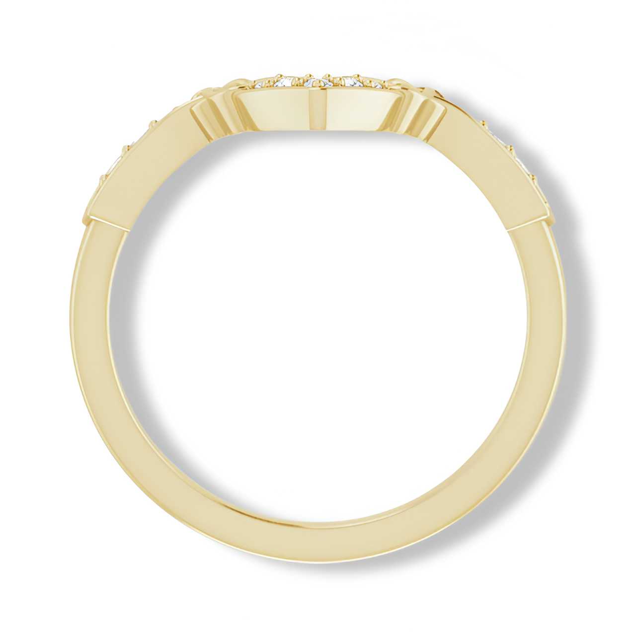 Round Diamond Celtic Inspired Curved Band-VIRABYANI