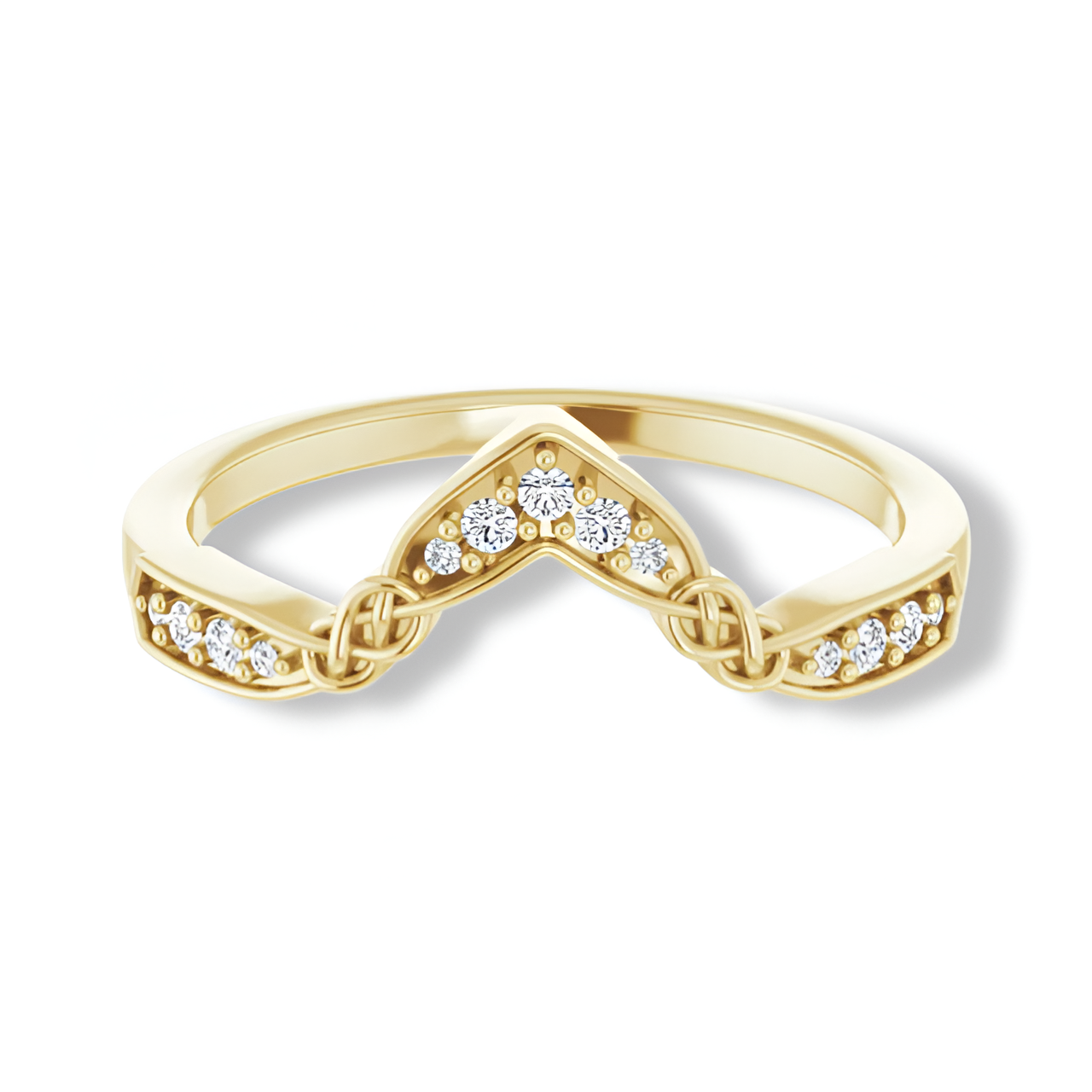 Round Diamond Celtic Inspired Curved Band-VIRABYANI
