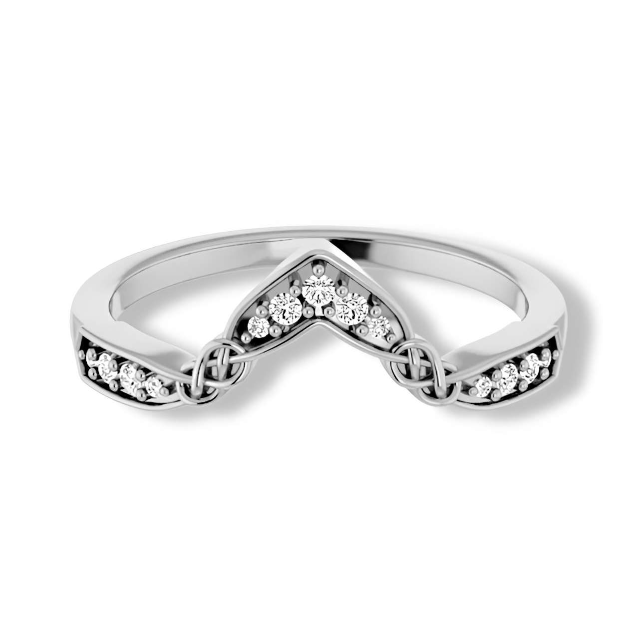 Round Diamond Celtic Inspired Curved Band-VIRABYANI