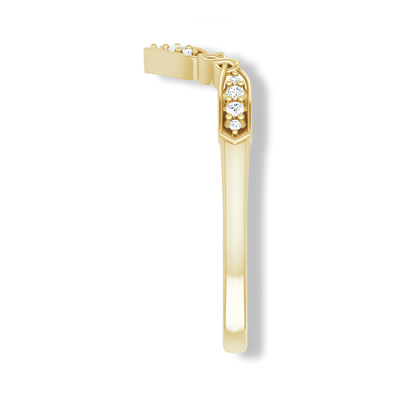 Round Diamond Celtic Inspired Curved Band-VIRABYANI