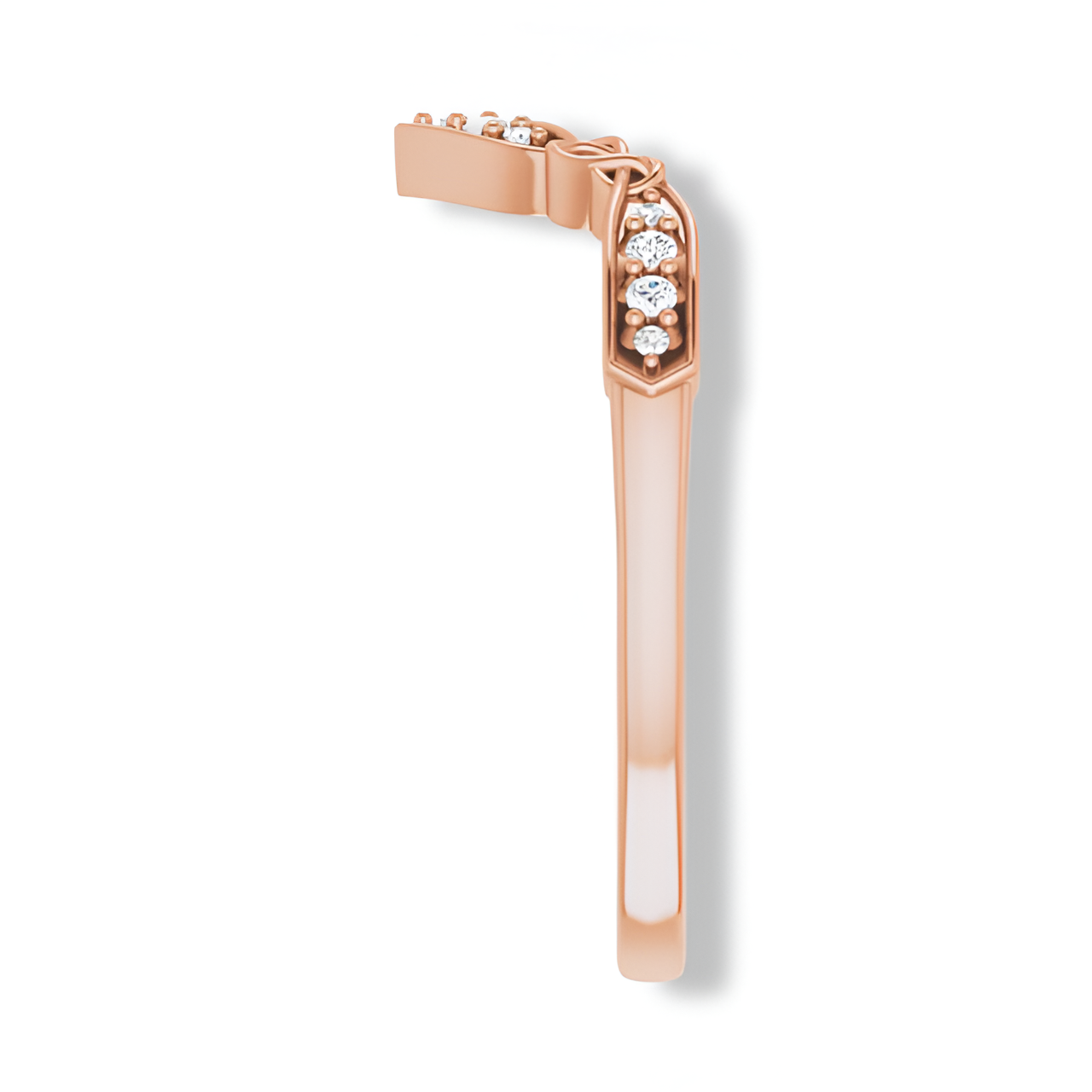 Round Diamond Celtic Inspired Curved Band-VIRABYANI