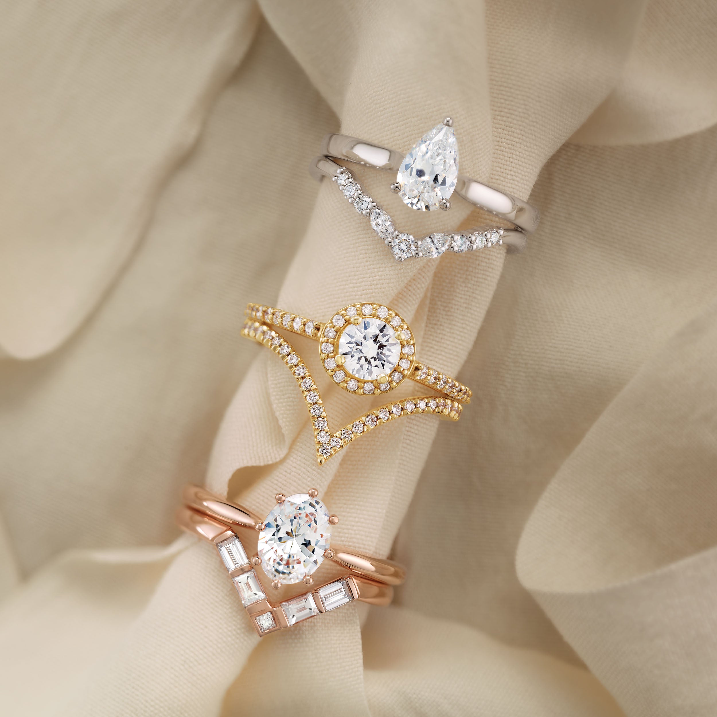 Round And Marquise Diamond Curved Band-VIRABYANI