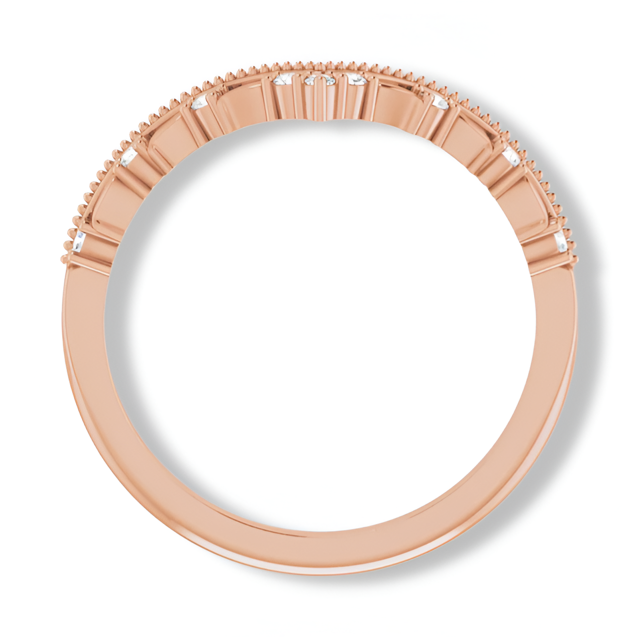 Round Diamond Crown Style Curved Band-VIRABYANI