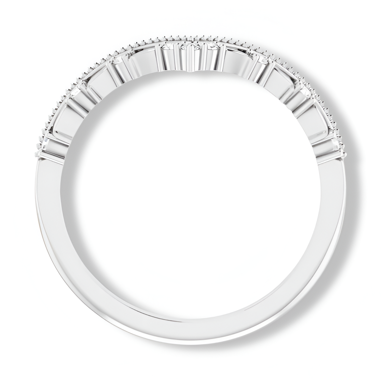 Round Diamond Crown Style Curved Band-VIRABYANI