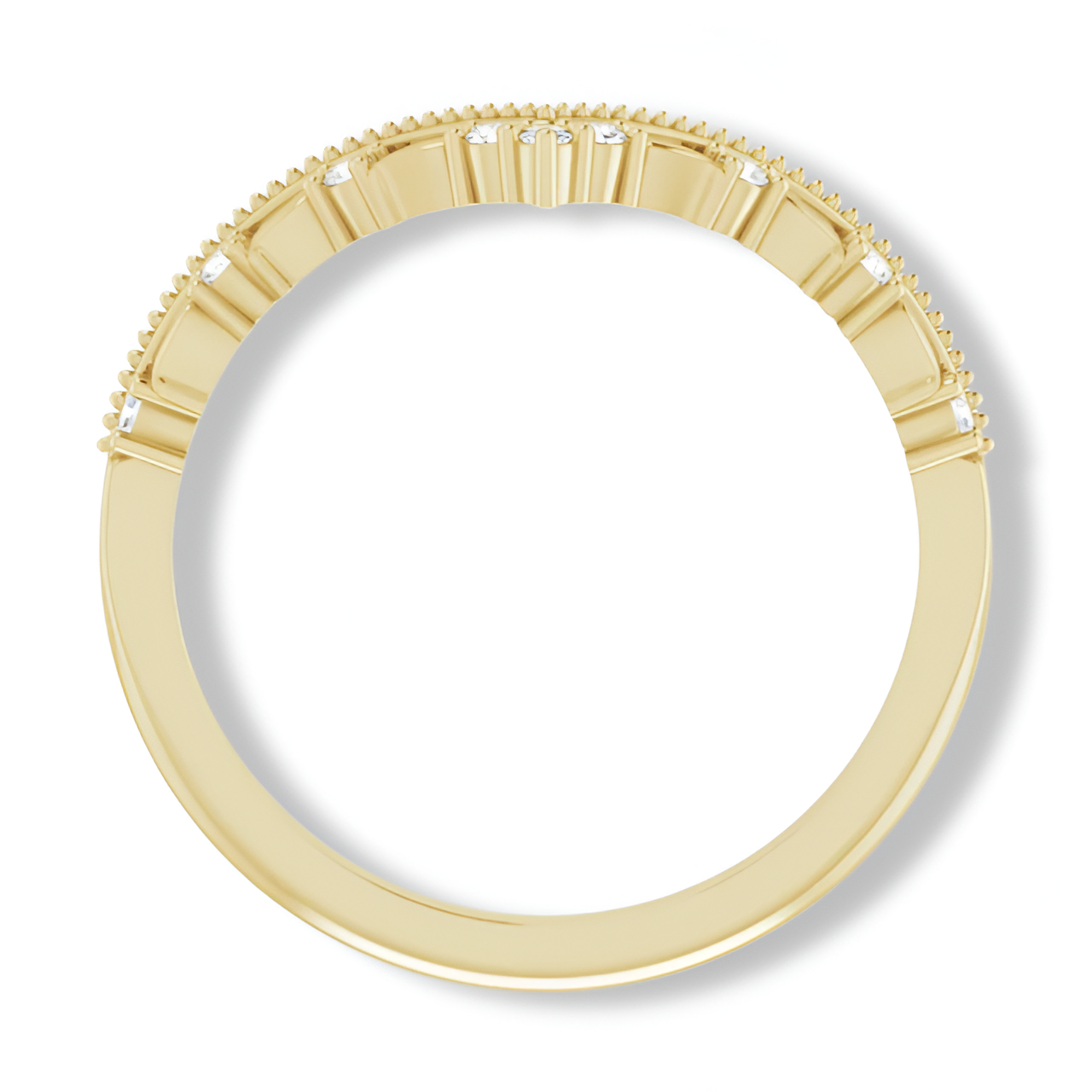 Round Diamond Crown Style Curved Band-VIRABYANI