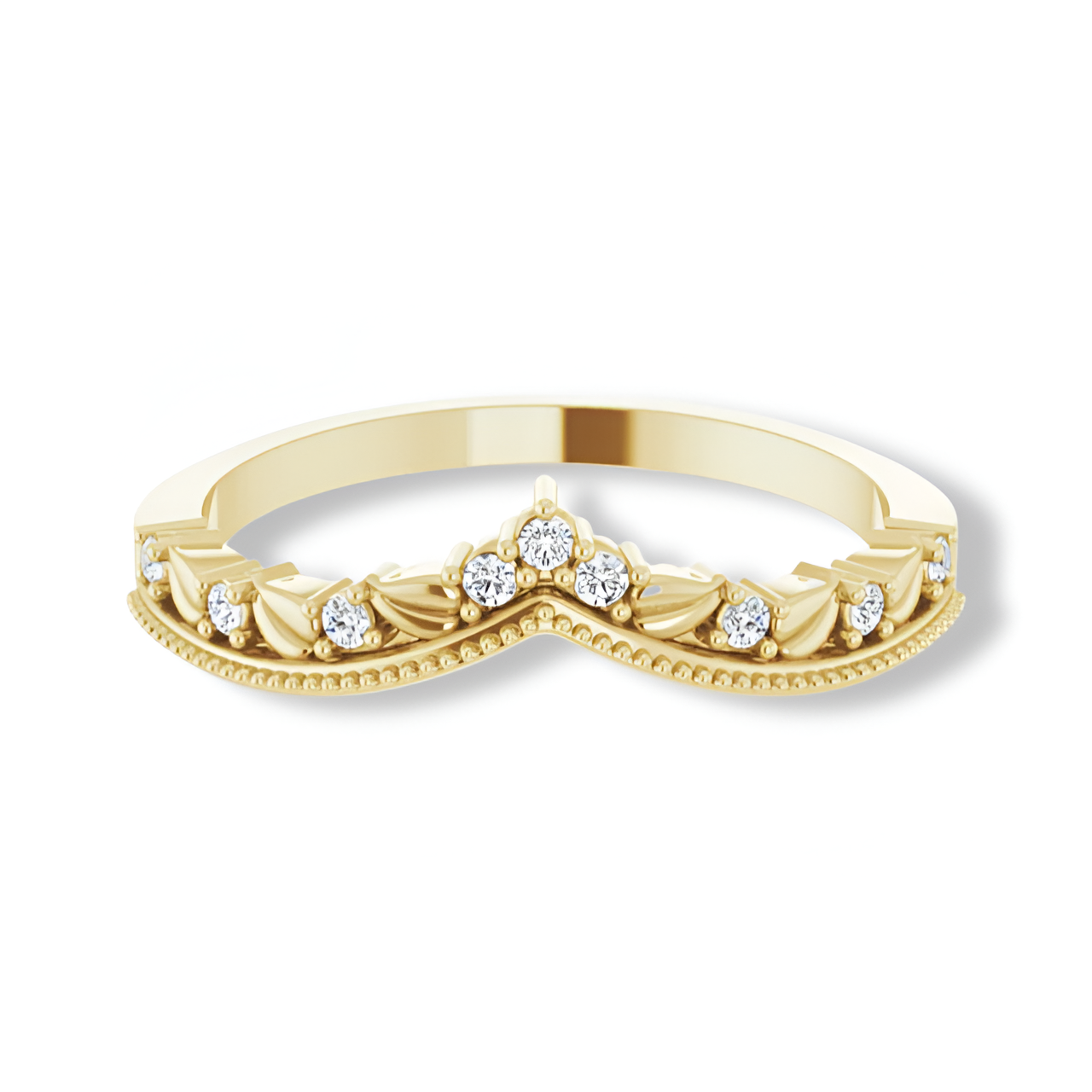 Round Diamond Crown Style Curved Band-VIRABYANI