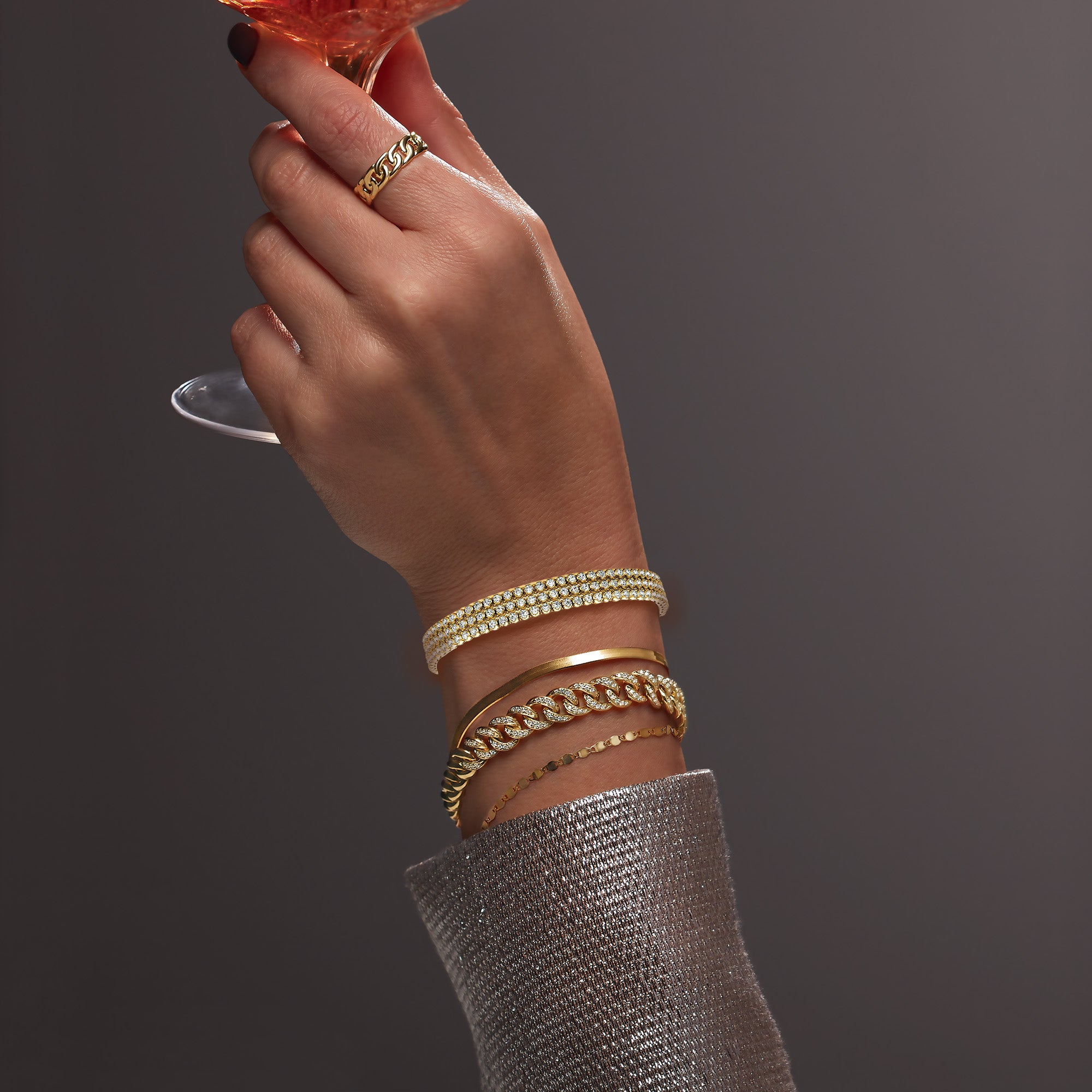 3.75 ctw Round Diamond Three Row Tennis Bracelet-VIRABYANI