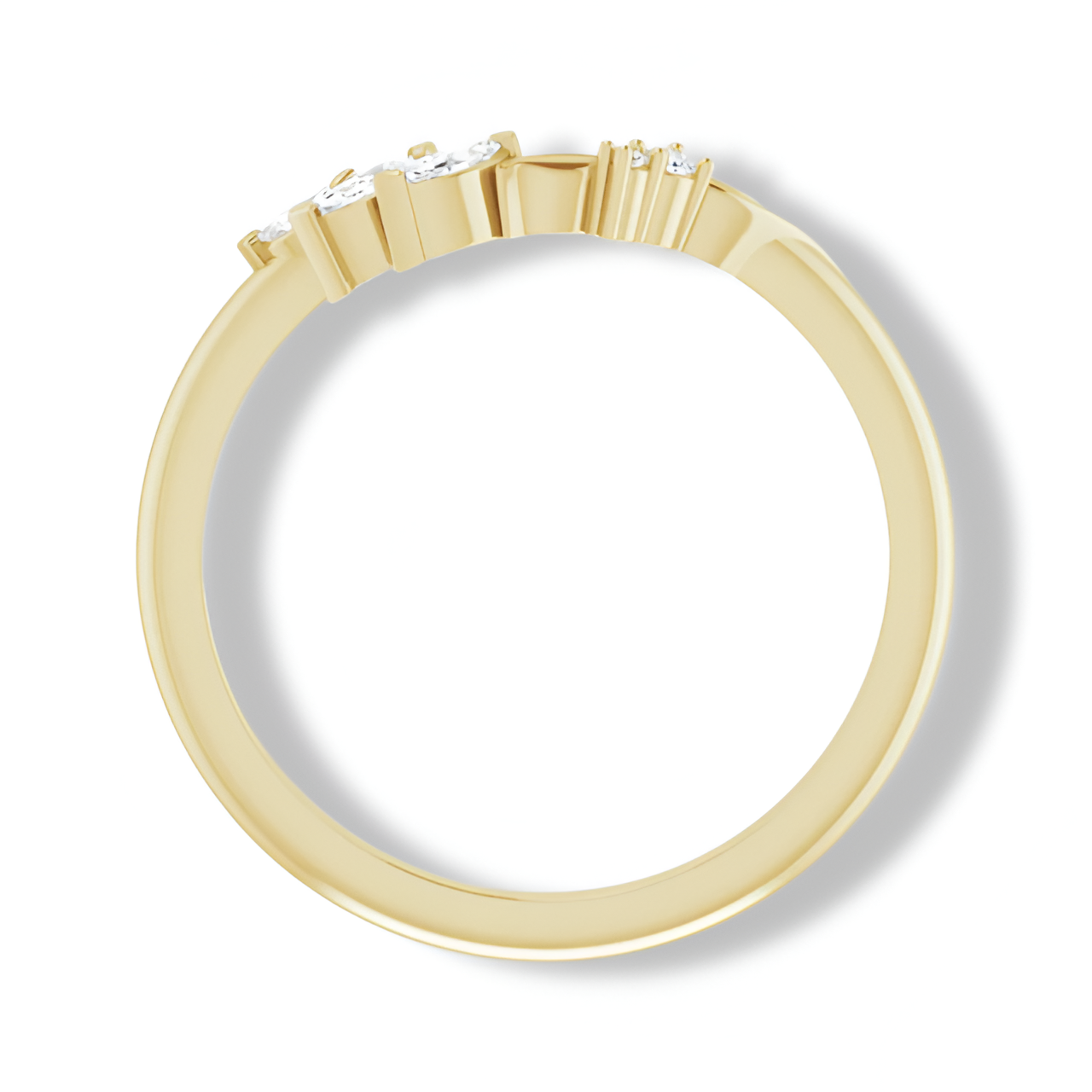 Round And Marquise Diamond Curved Floral Band-VIRABYANI