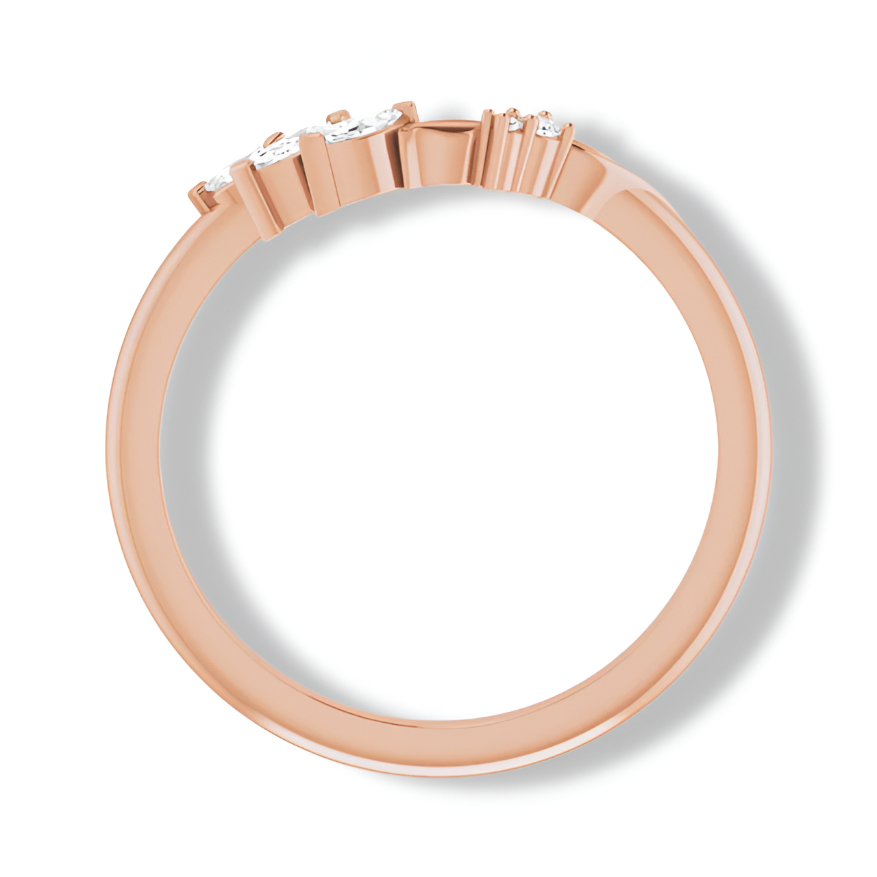 Round And Marquise Diamond Curved Floral Band-VIRABYANI