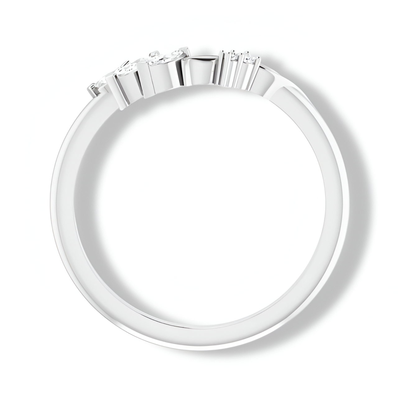 Round And Marquise Diamond Curved Floral Band-VIRABYANI