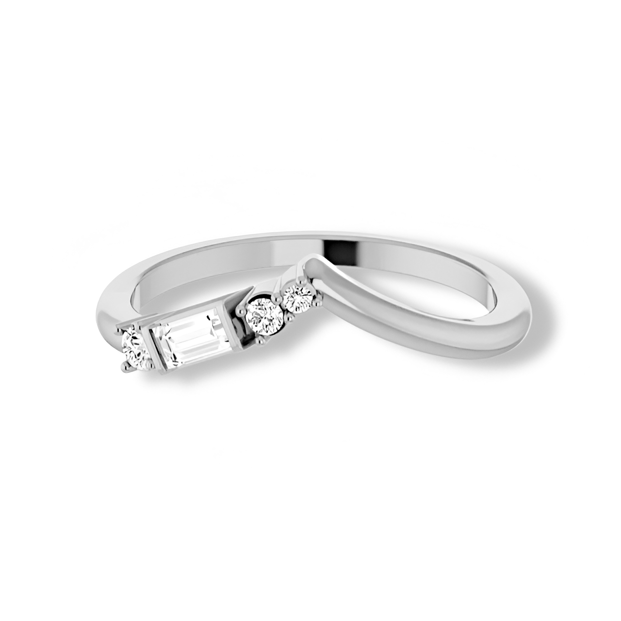 Contour Band With Baguette and Round Diamonds-VIRABYANI