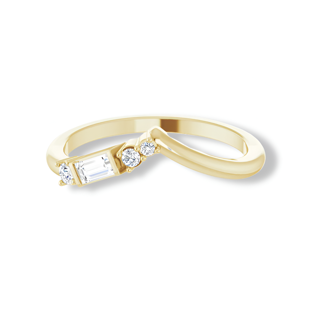 Contour Band With Baguette and Round Diamonds-VIRABYANI