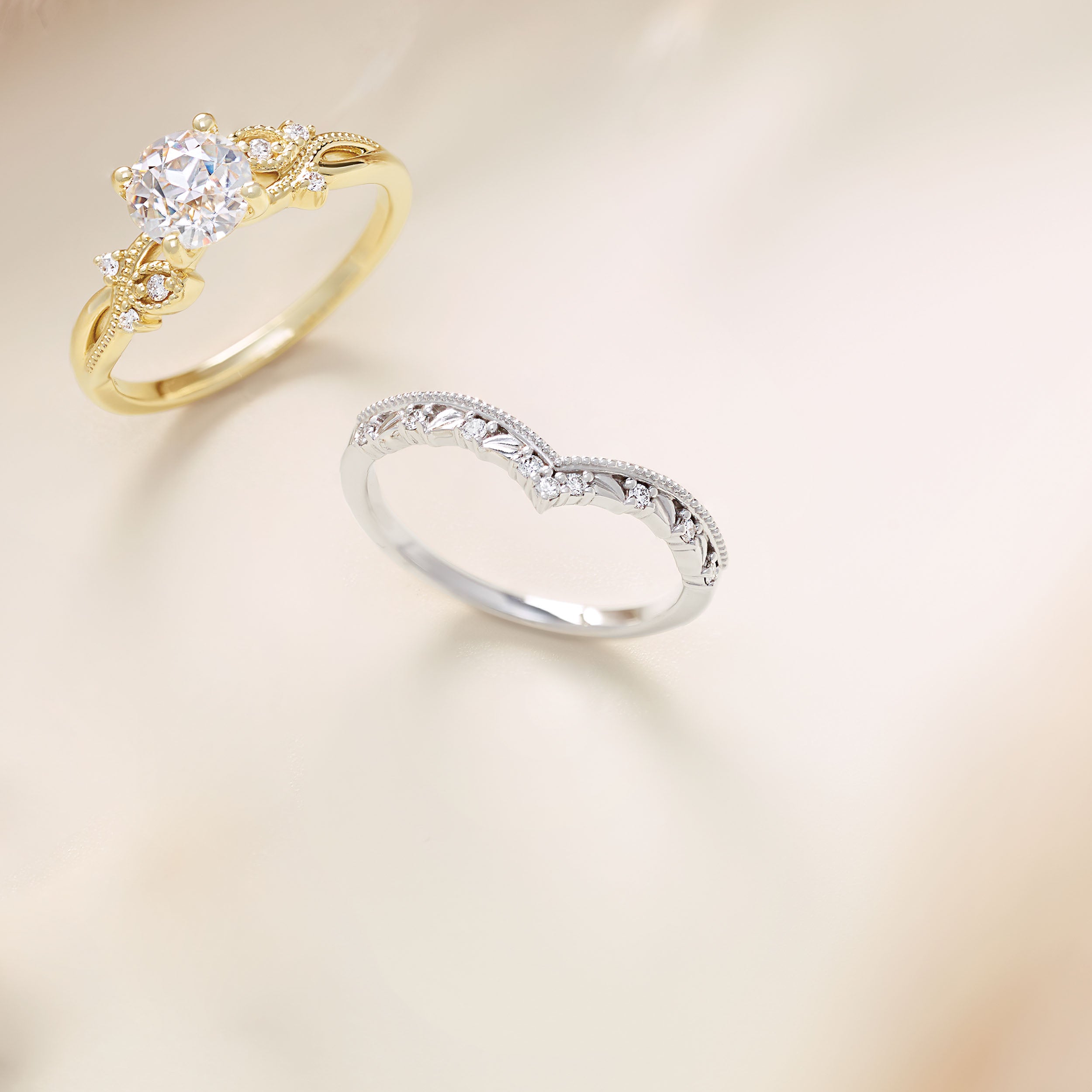 Round Diamond Crown Style Curved Band-VIRABYANI