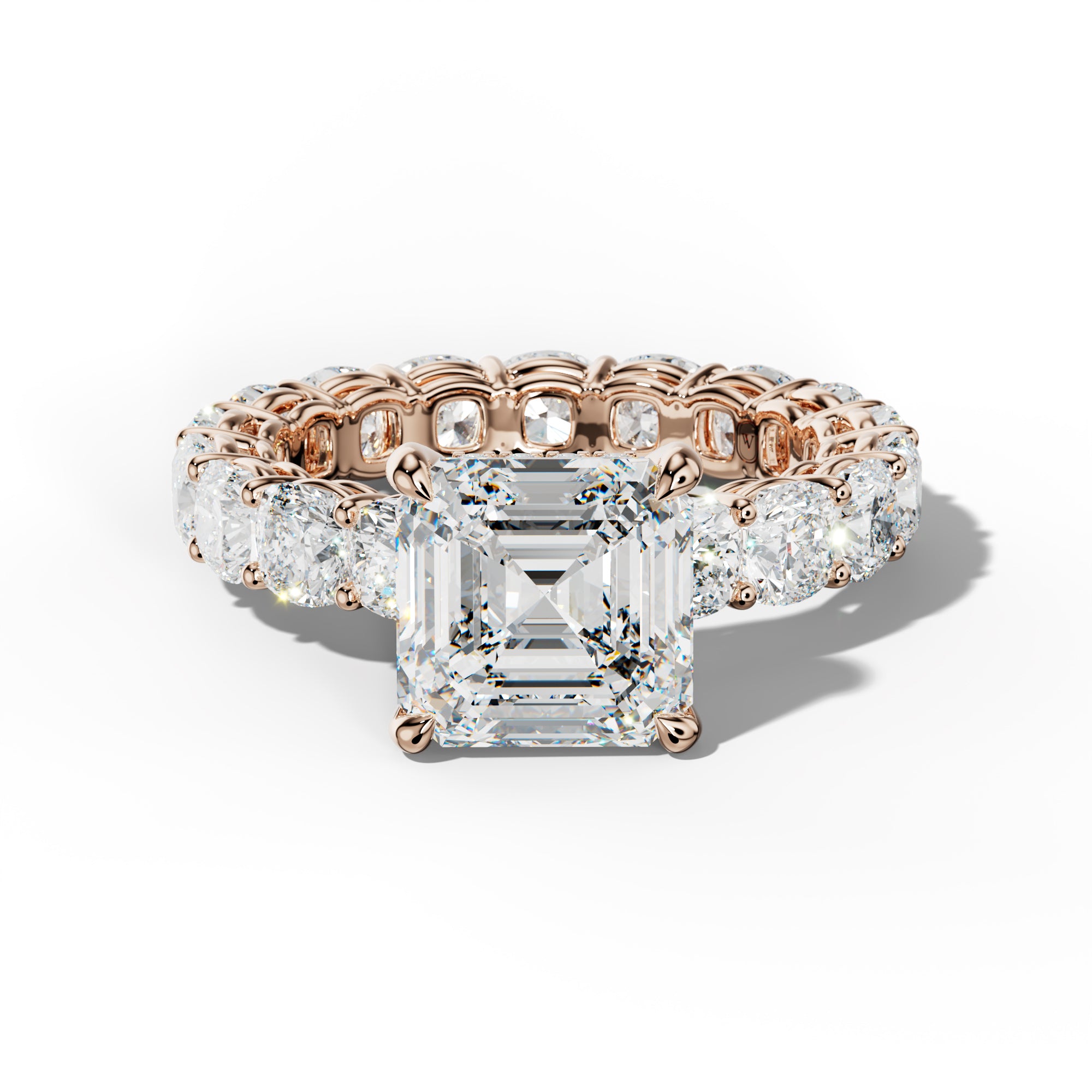 Celine Asscher Diamond  Engagement Ring With Cushion Side Stones