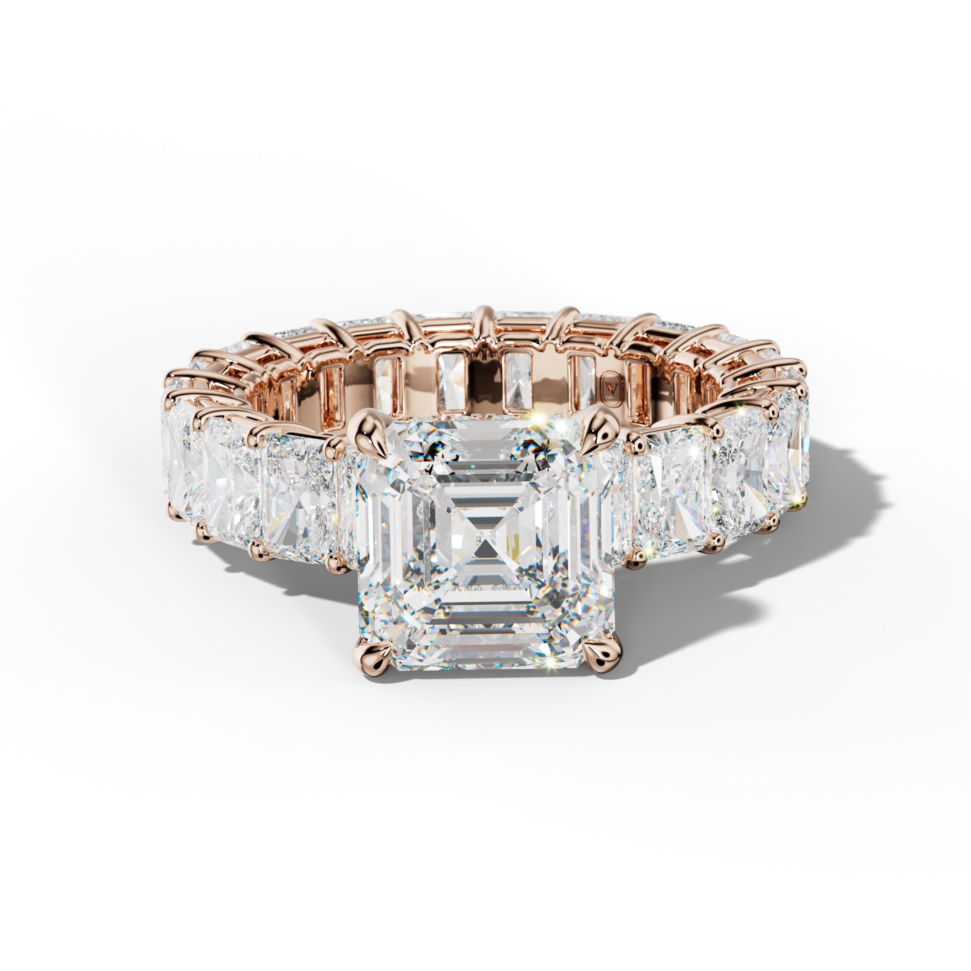 Soraya Asscher Diamond Engagement Ring With Radiant Side Stones