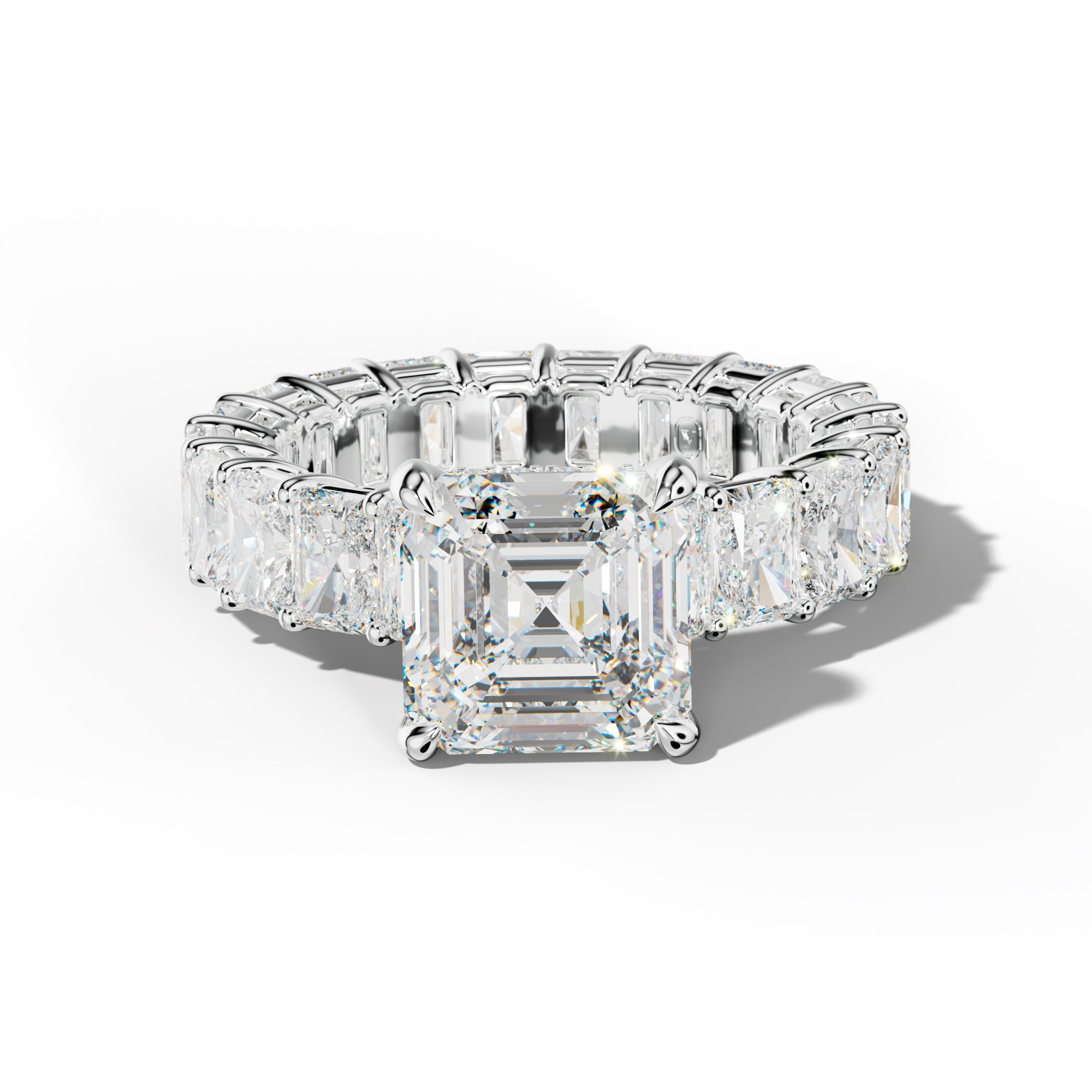 Soraya Asscher Diamond Engagement Ring With Radiant Side Stones