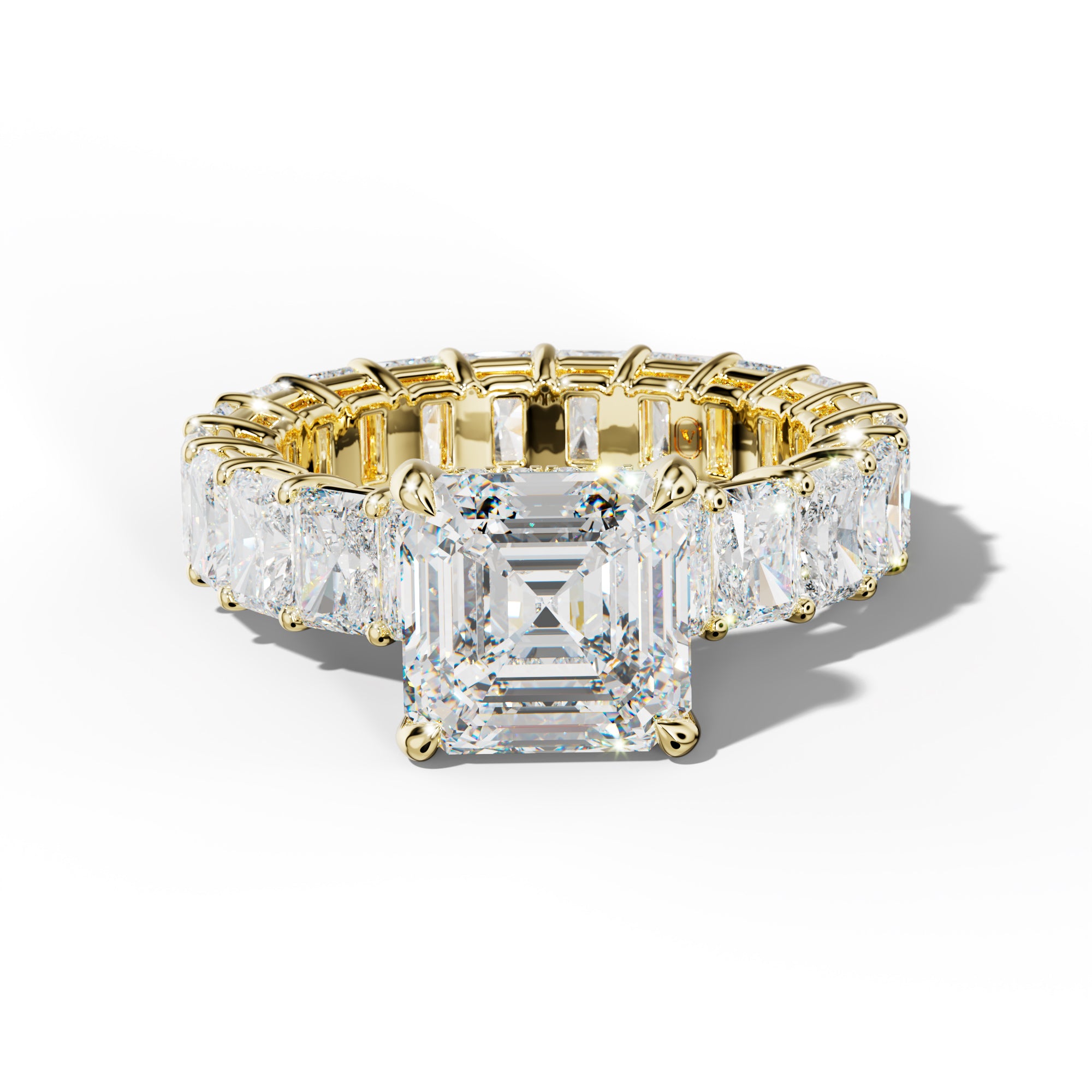 Soraya Asscher Diamond Engagement Ring With Radiant Side Stones