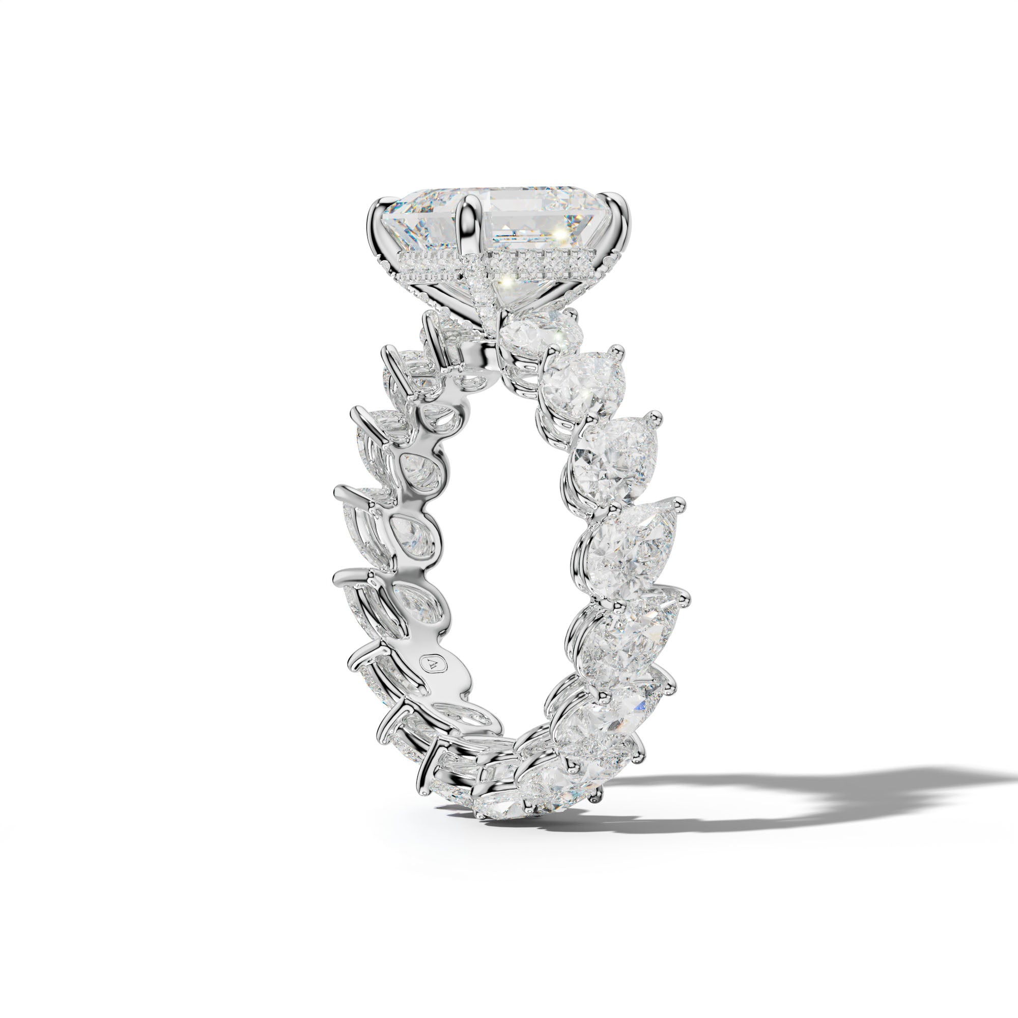 Quinn Asscher Diamond Engagement Ring With Slanted Pear Side Stones