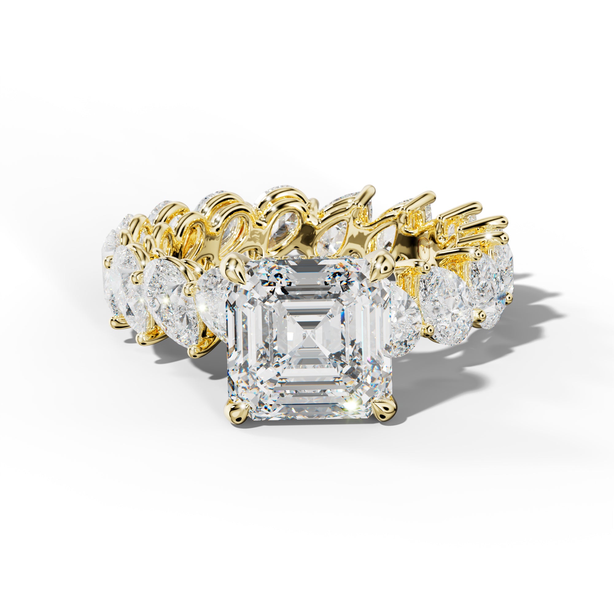 Quinn Asscher Diamond Engagement Ring With Slanted Pear Side Stones