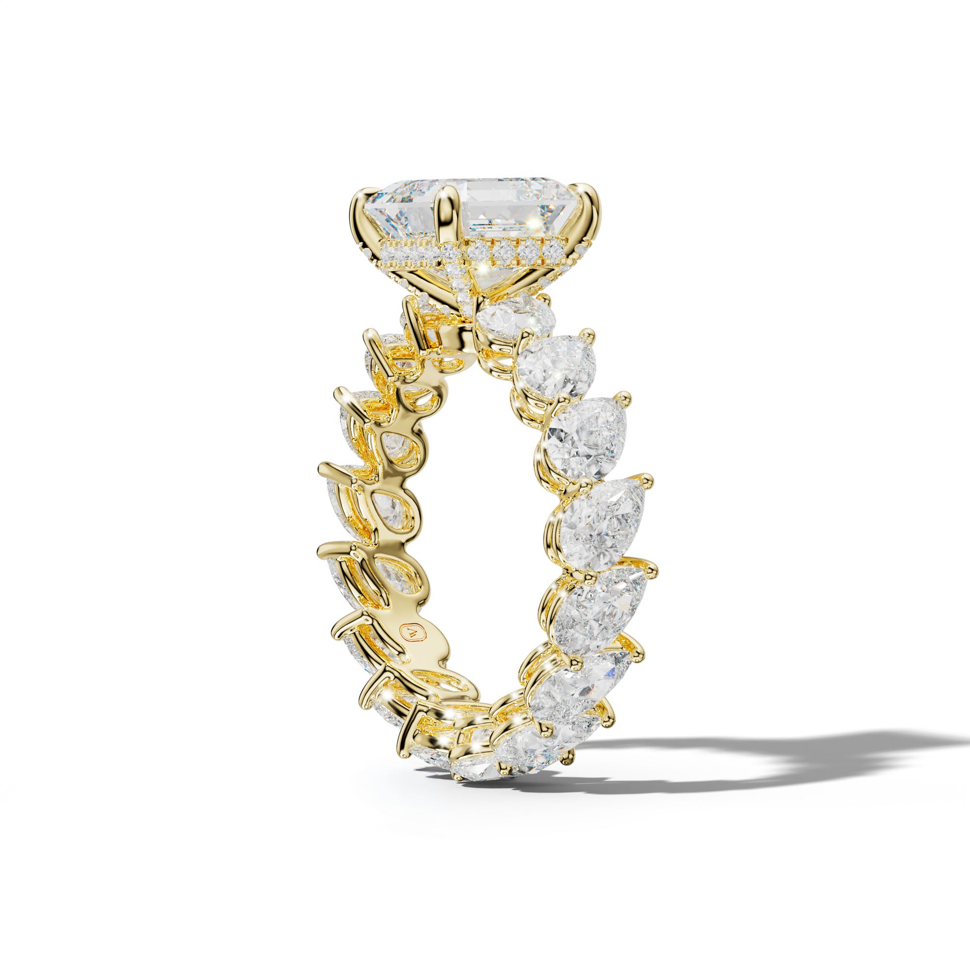 Quinn Asscher Diamond Engagement Ring With Slanted Pear Side Stones