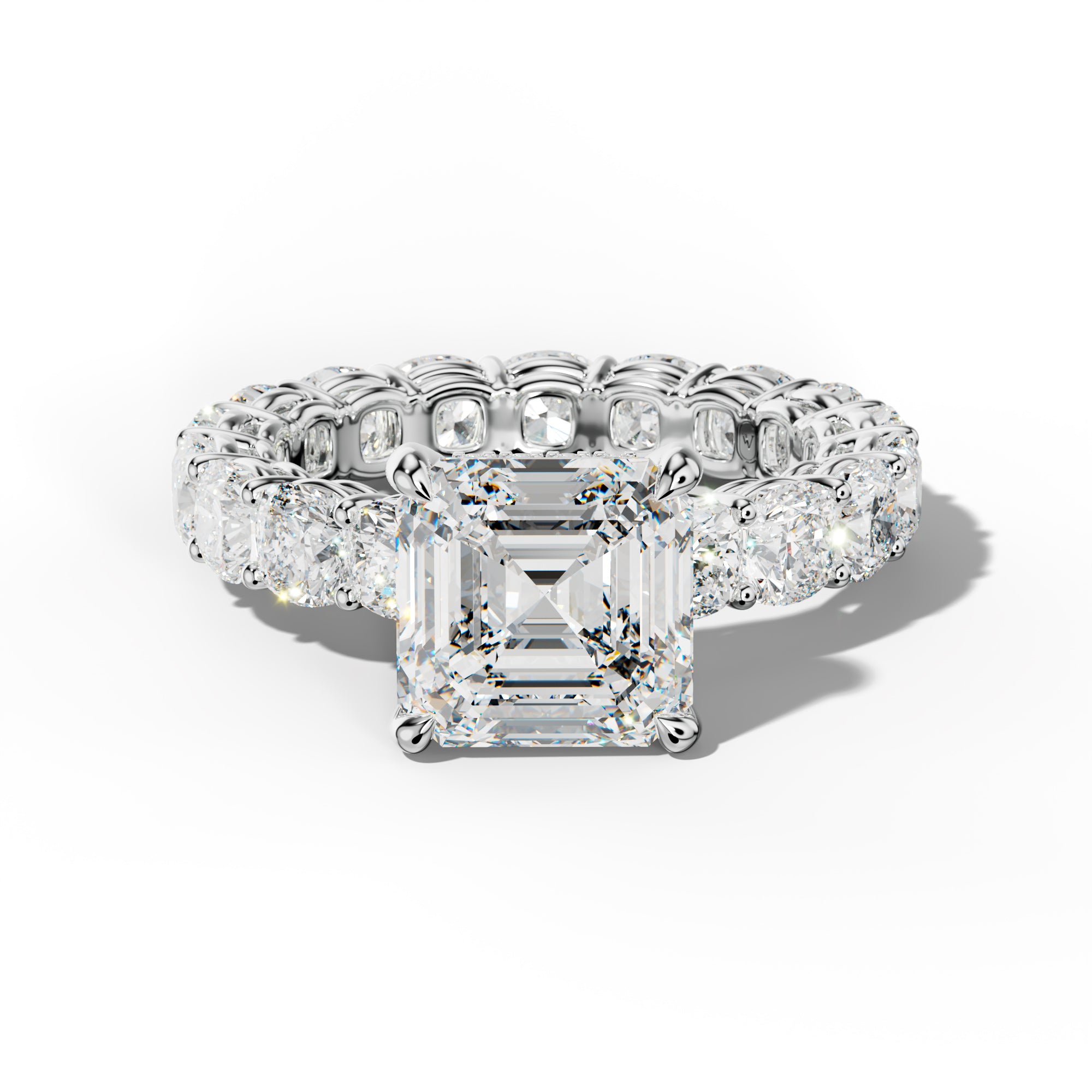 Celine Asscher Diamond  Engagement Ring With Cushion Side Stones