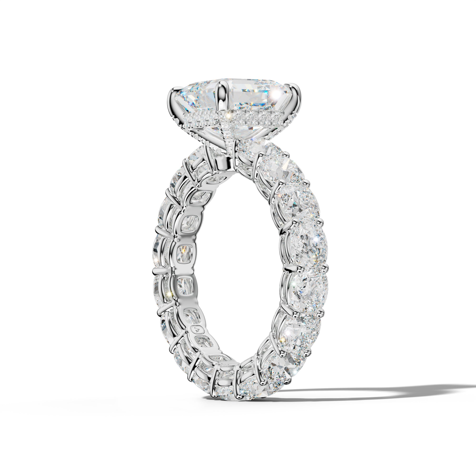 Celine Asscher Diamond  Engagement Ring With Cushion Side Stones