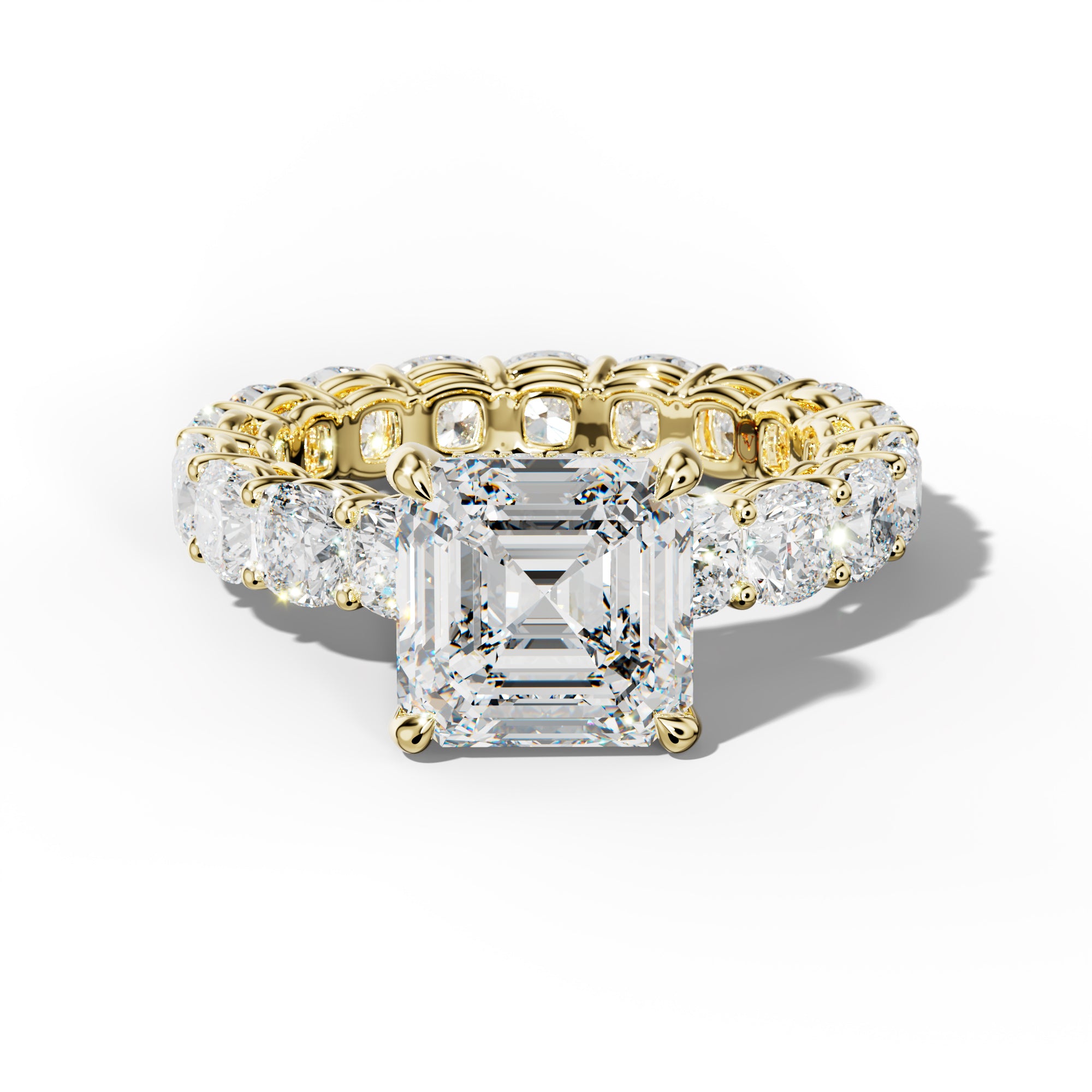 Celine Asscher Diamond  Engagement Ring With Cushion Side Stones